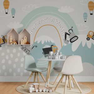 TILIO - papier peint camion pour enfant chambre enfant