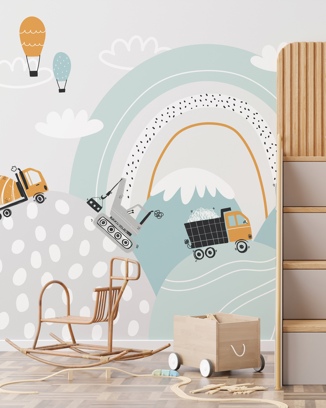 TILIO - papier peint camion pour enfant chambre enfant