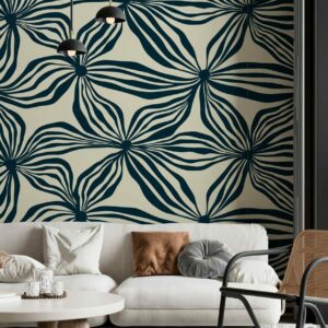 VANILLE - papier peint a fleur salon