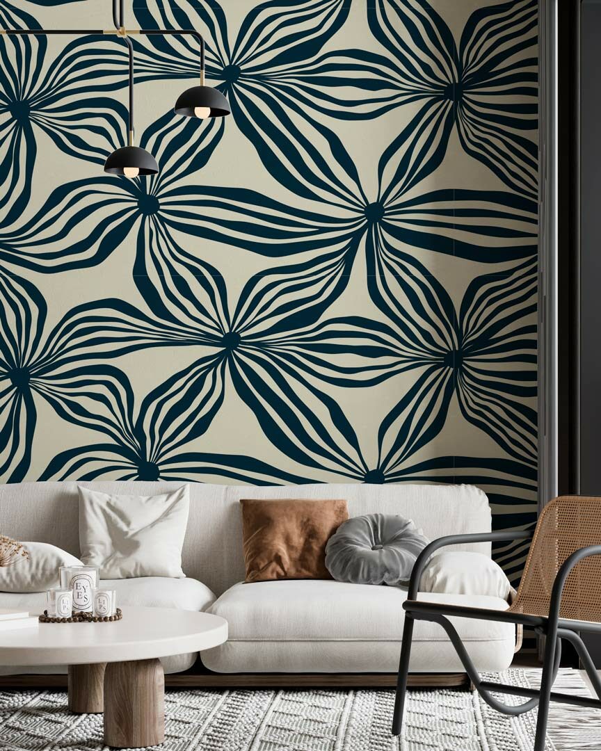 VANILLE - papier peint a fleur salon