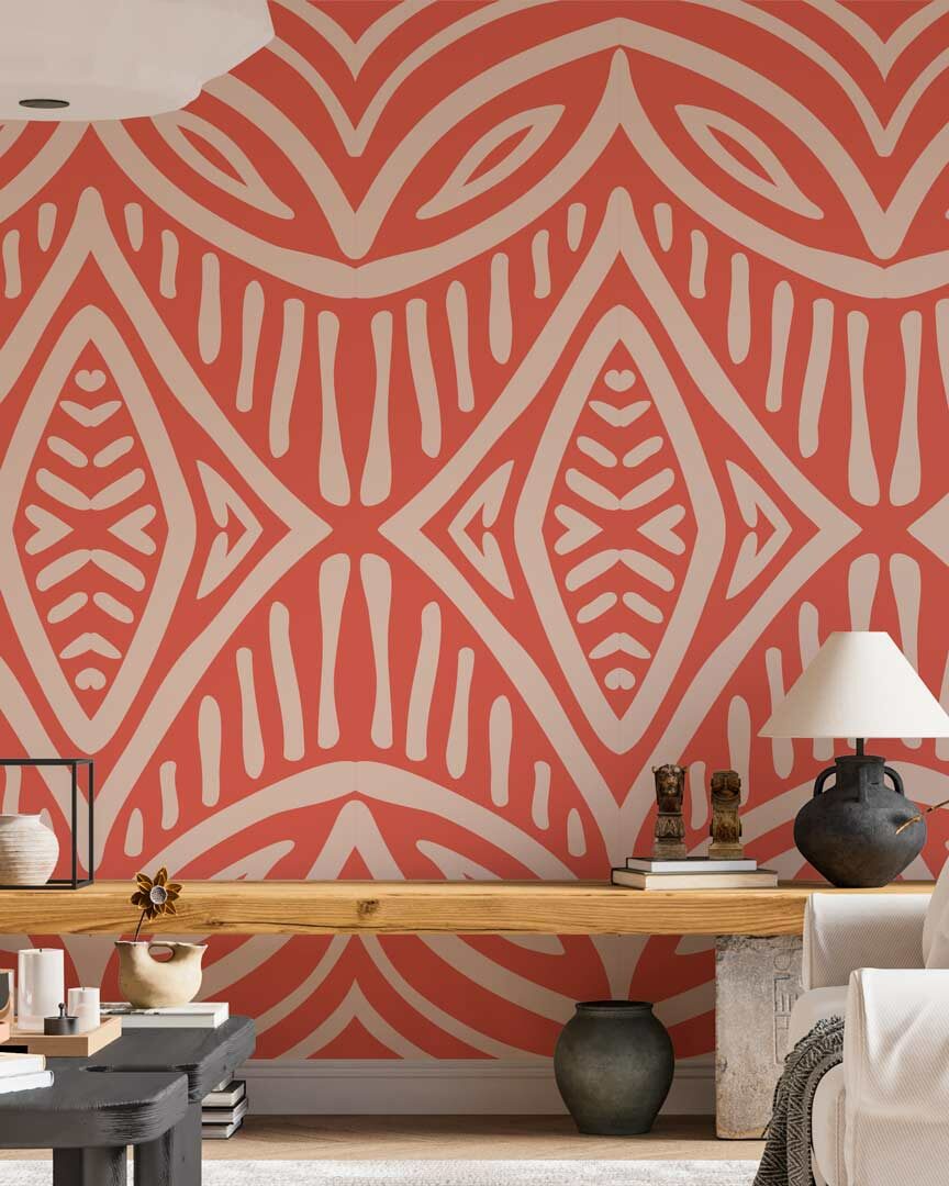 VINCENT - papier peint wax africain salon