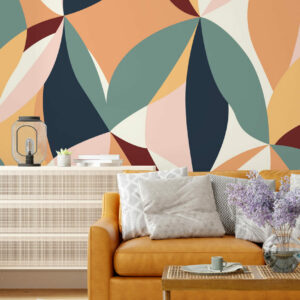 YVELISE - Papier peint panoramique chamallow orange salon