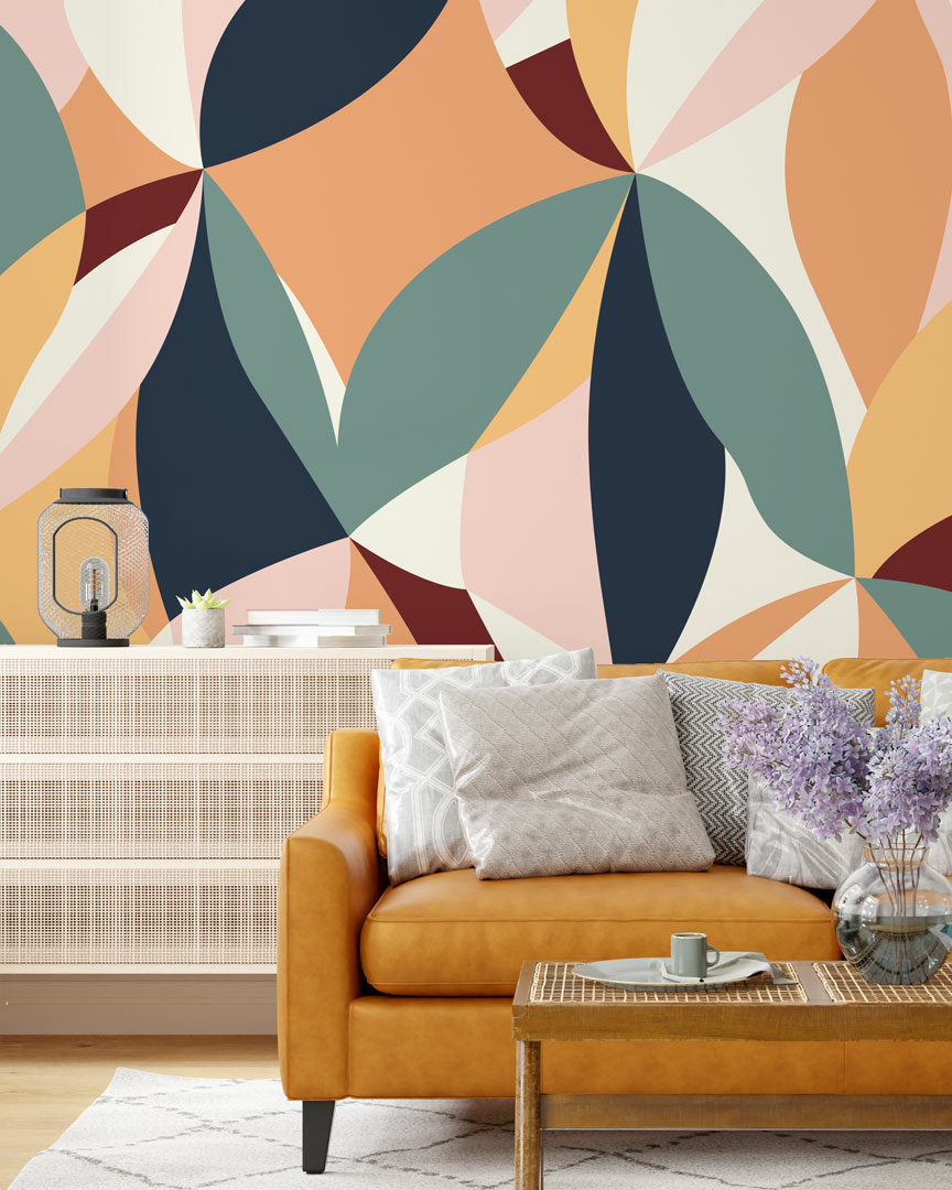 YVELISE - Papier peint panoramique chamallow orange salon