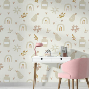 YZALINE - Papier peint poulette chambre fille