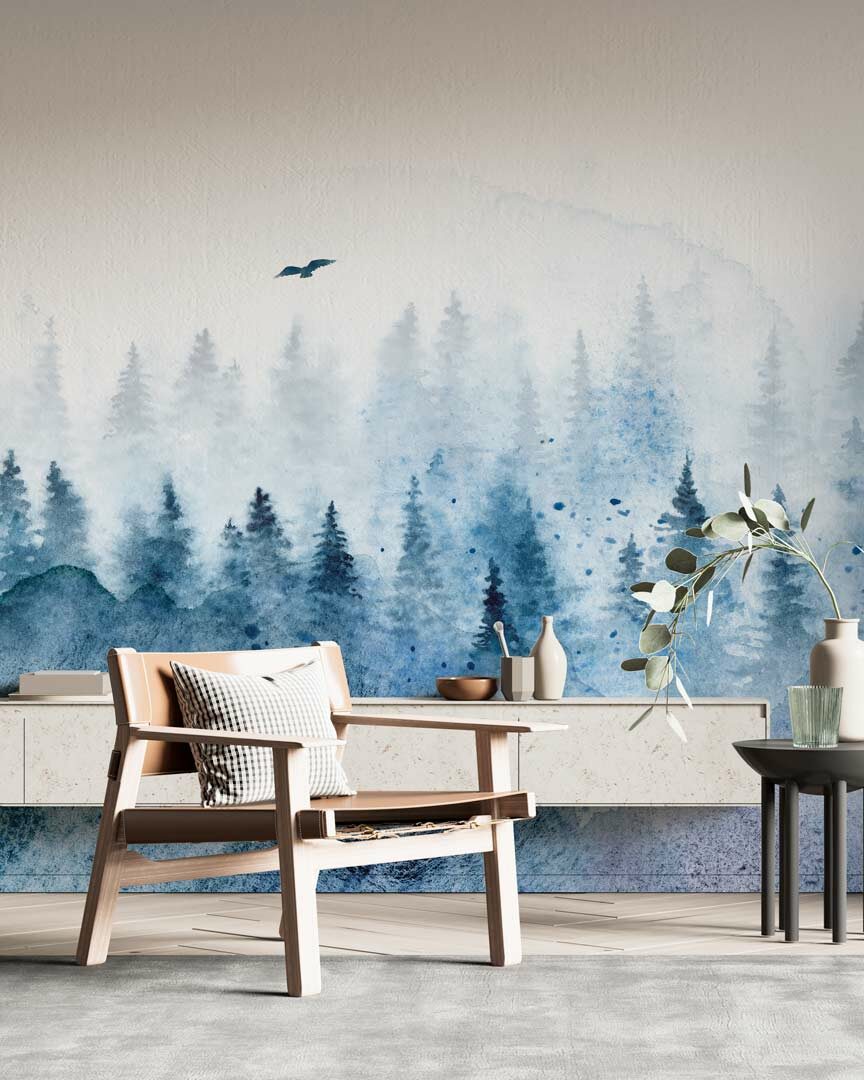 ADELAÏDE - papier peint foret brumeuse salon