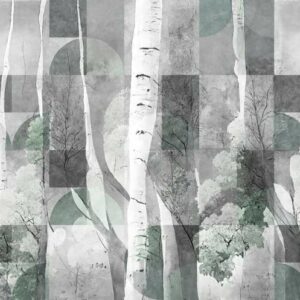 ALAIN - papier peint bouleau cubisme