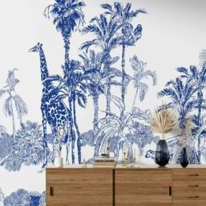 ALEXIS - papier peint jungle bleu couloir