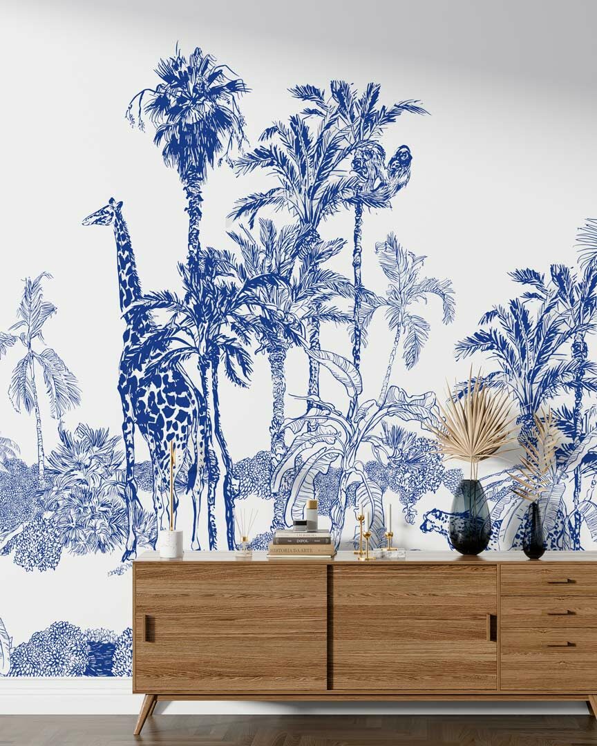 ALEXIS - papier peint jungle bleu couloir
