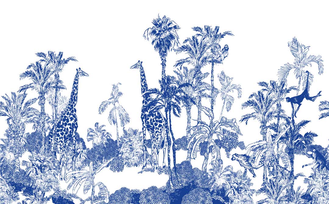 ALEXIS - papier peint jungle bleu