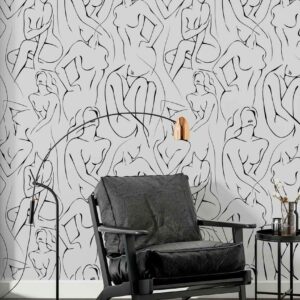 ALMA - papier peint esquisse buste féminin salon