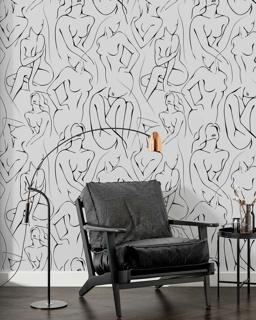 ALMA - papier peint esquisse buste féminin salon