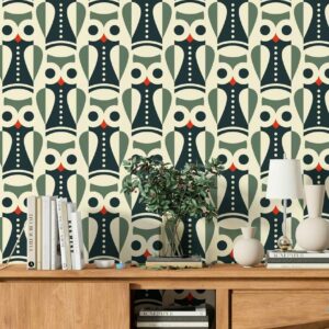 ANDRÉ - papier peint chouette vintage salon