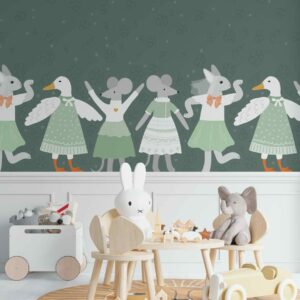 ANNIE - papier peint farandole animaux de la ferme salle de jeux