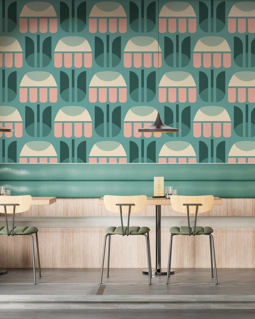 AYMERIC - papier peint forme géométrique vintage restaurant