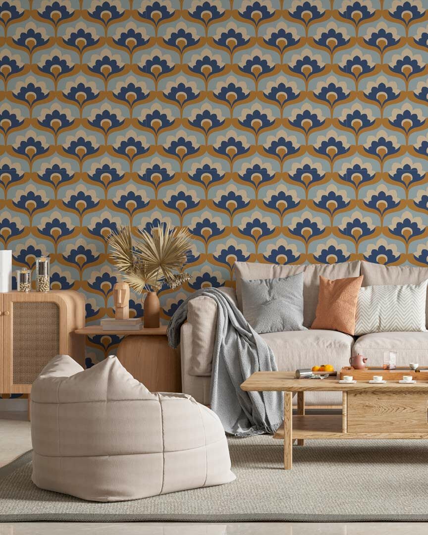 BERTHE - papier peint imprimé fleur vintage salon