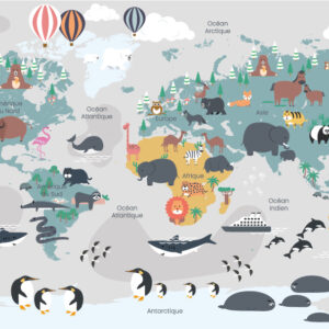 CLÉMENT - papier peint carte du monde enfant