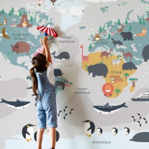 CLÉMENT - papier peint carte du monde enfant chambre enfant