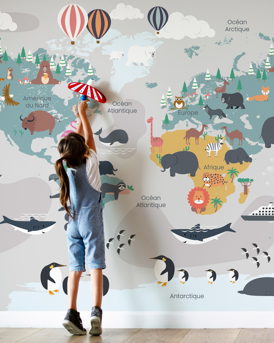 CLÉMENT - papier peint carte du monde enfant chambre enfant