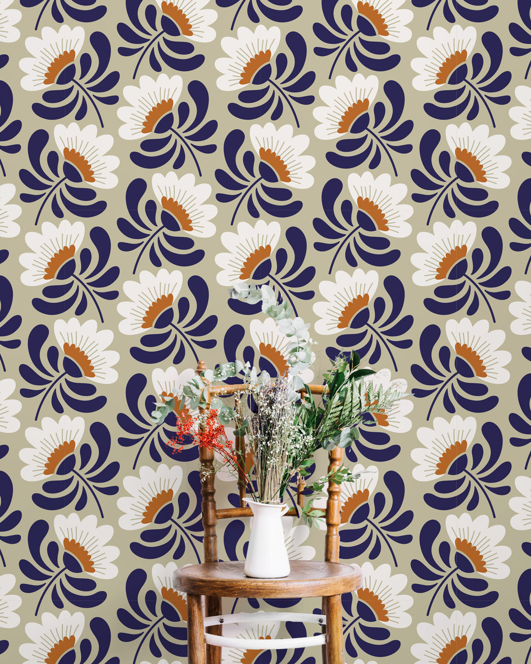 CLÉMENTINE - papier peint motif fleur entrée