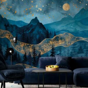 EDGARD - papier peint panoramique montagne nuit salon