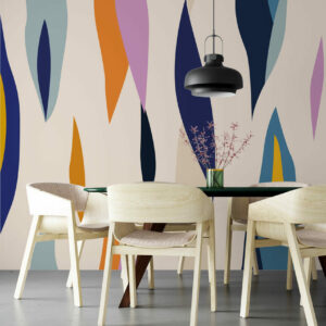 EMILIEN - Papier peint concept flammes colorées salle à manger