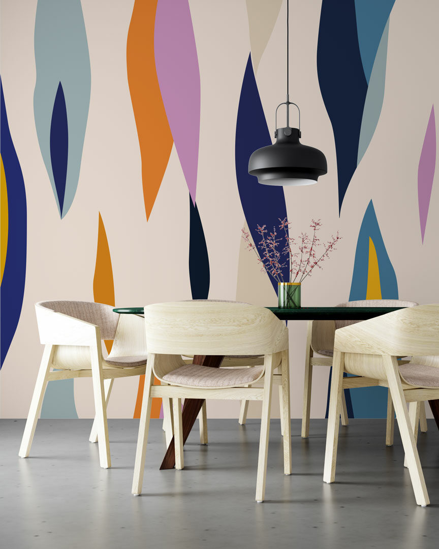 EMILIEN - Papier peint concept flammes colorées salle à manger