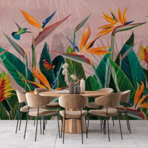 EMMANUELLE - papier peint panoramique oiseaux de paradis salle à manger