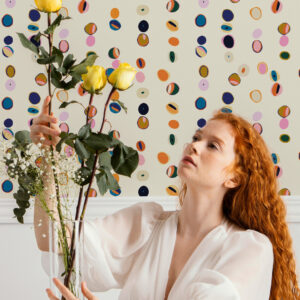 ERNESTINE - papier peint bouton abstrait fleuriste