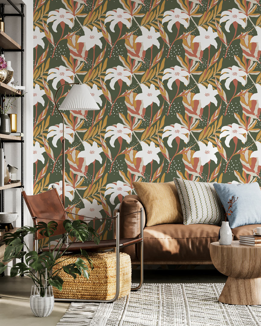 EULALIE - Papier peint frangipanier salon