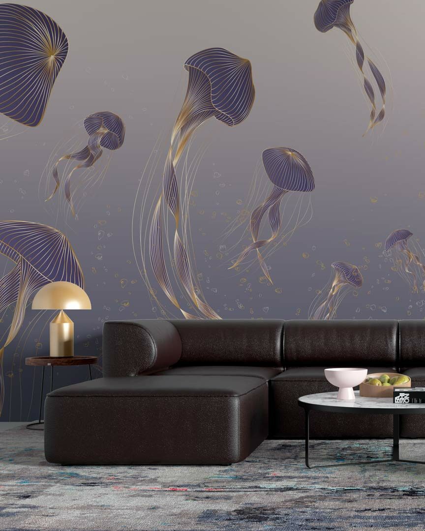 EVE - papier peint panoramique méduse salon