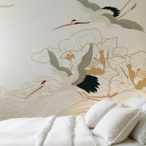 FIRMIN - papier peint panoramique envol héron chambre
