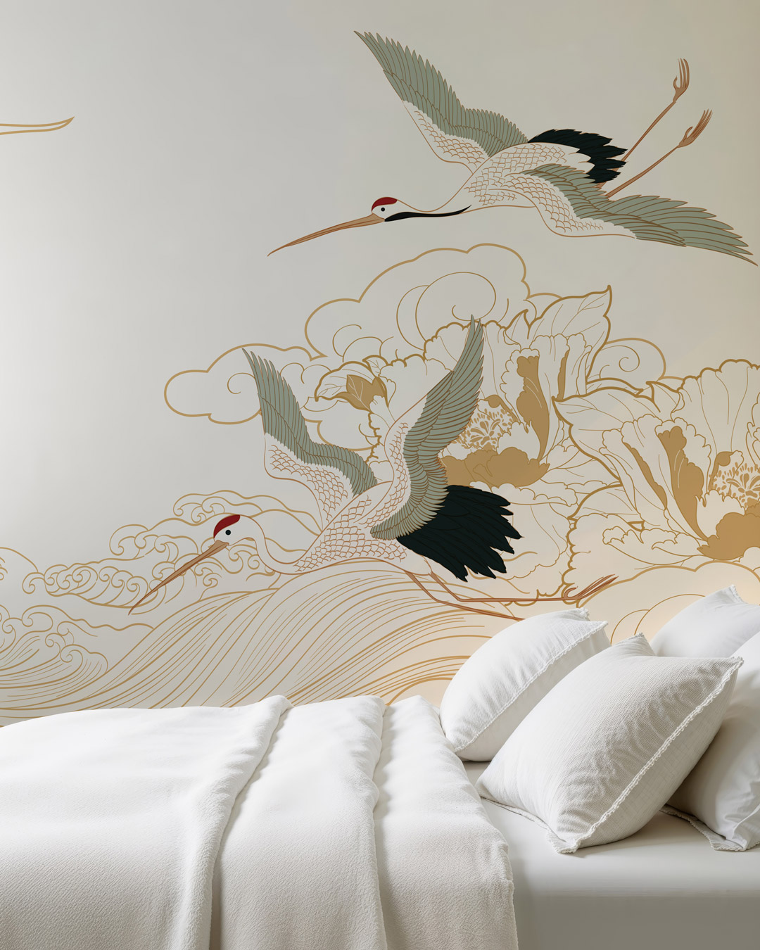 FIRMIN - papier peint panoramique envol héron chambre