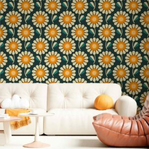 FLORE - papier peint vintage fleuri salon