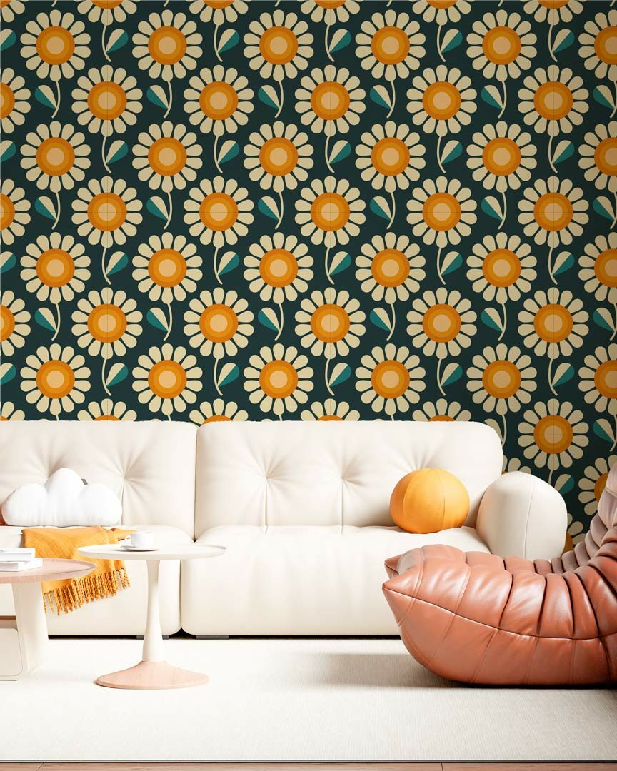 FLORE - papier peint vintage fleuri salon