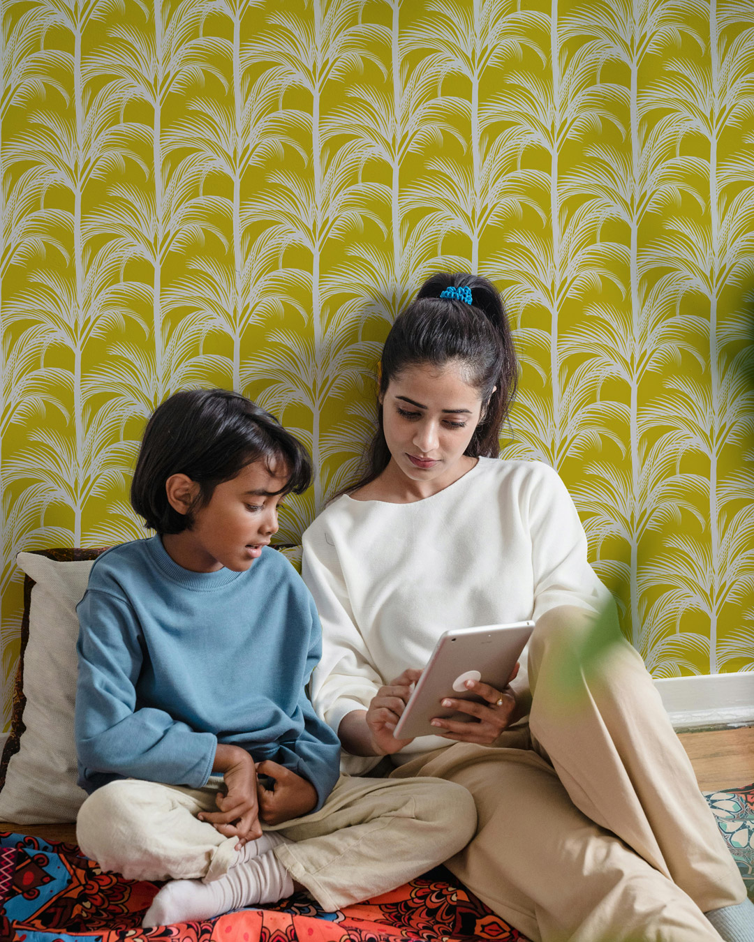 FRANCINE - papier peint palmiers salon lecture