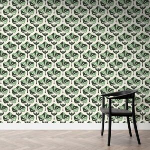 GENEVIÈVE - papier peint fleur verte salon