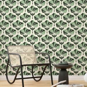 GENEVIÈVE - papier peint fleur verte salle d'attente