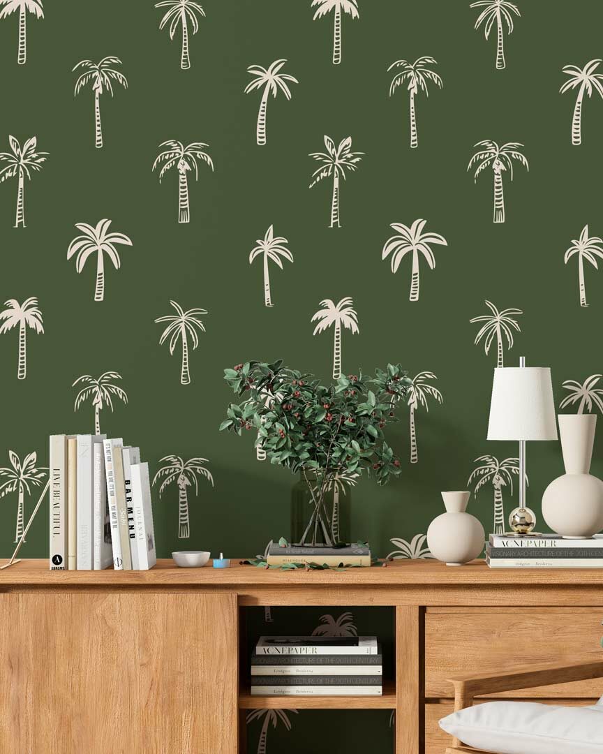 GERAUD - papier peint palmier vert salon