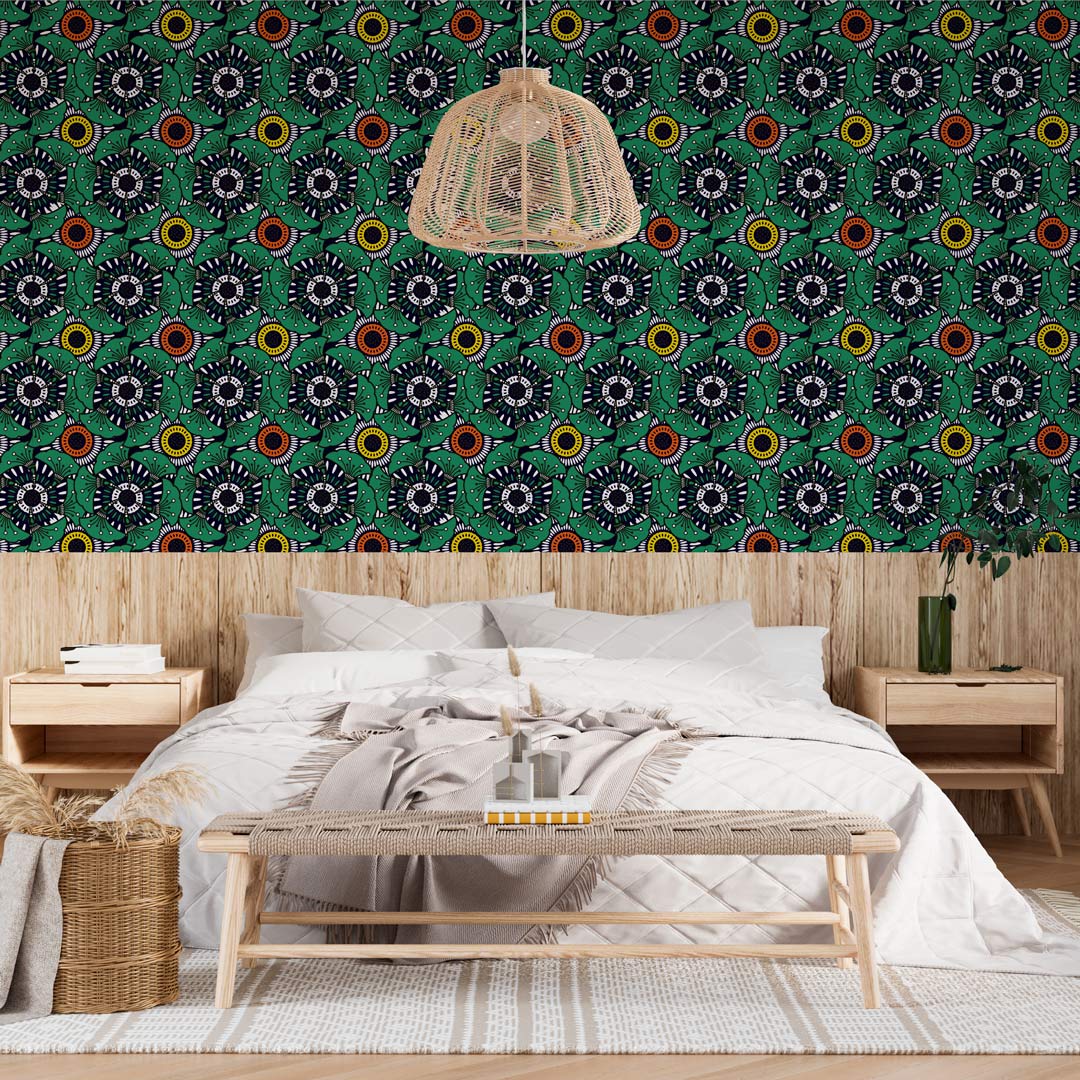 GILDAS - papier peint tropical wax vert chambre