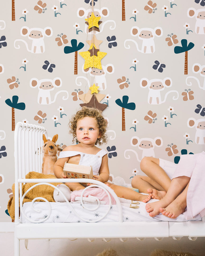GIULIA - papier peint monkey bébé chambre bébé enfant