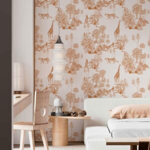 HADRIEN - papier peint jungle inspiration toile de jouy chambre