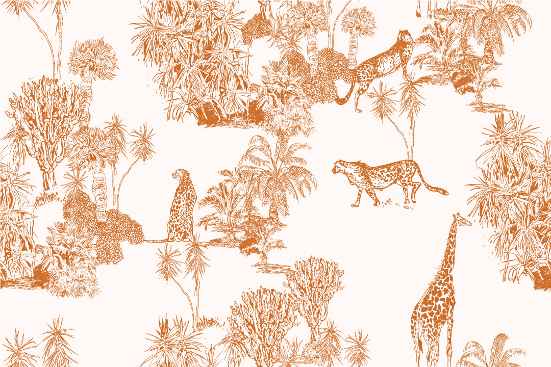 HADRIEN - papier peint jungle inspiration toile de jouy