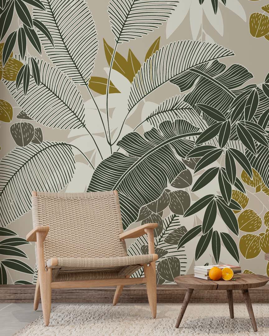 IRÈNE - papier peint feuille moderne salle d'attente