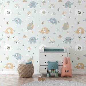 JASMINE - papier peint motif éléphant bébé chambre bébé