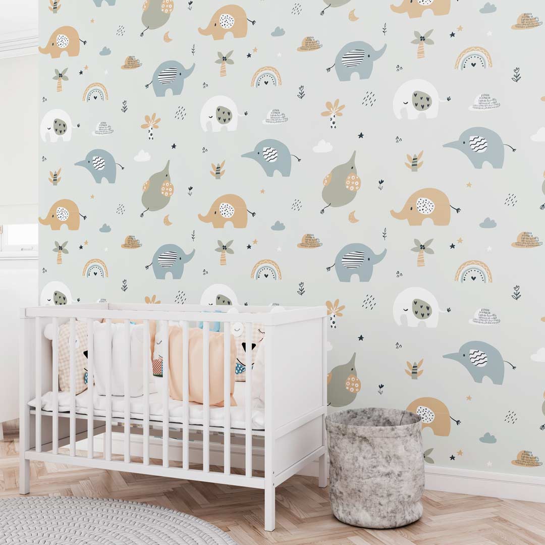 JASMINE - papier peint motif éléphant bébé chambre bébé