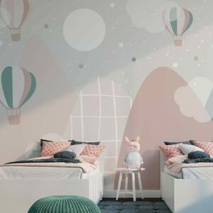 JOSEPHINE - papier peint montgolfière bébé chambre fille
