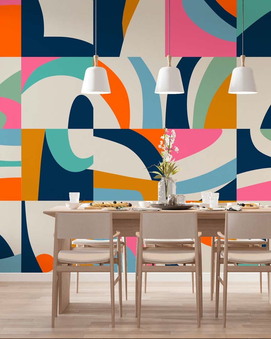 JULIA - papier peint panoramique cube abstrait salle à manger