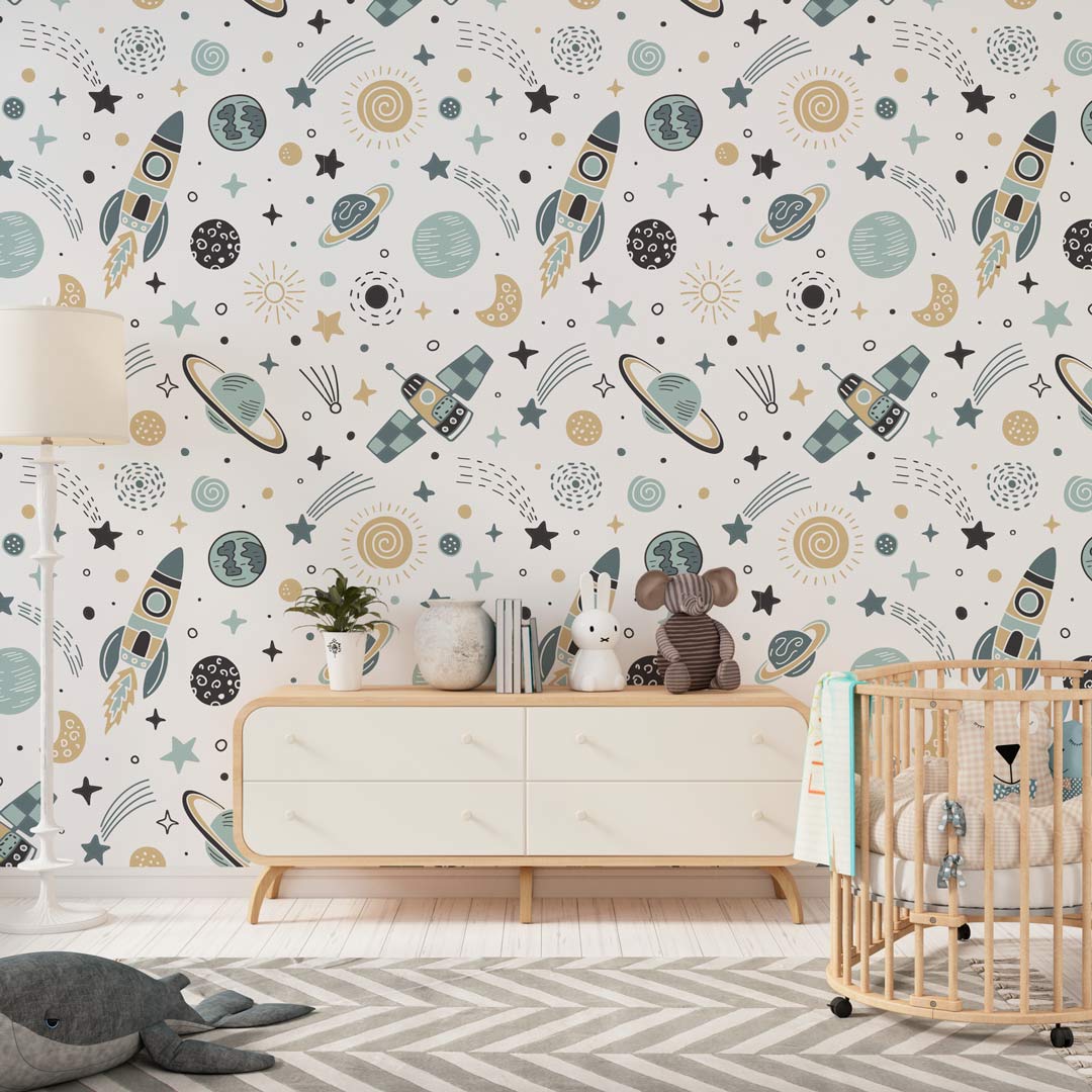 LÉO - papier peint espace enfant chambre bébé