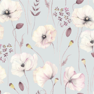 LEONORE - papier peint coquelicot bleu