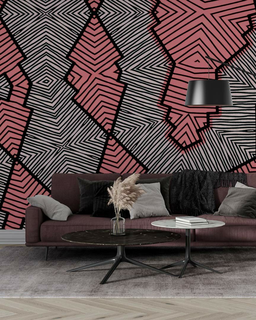 LISON - papier peint wax rose salon